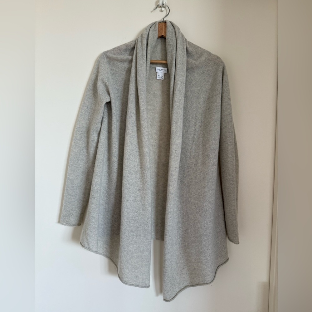 Club Monaco Cashmere Open Front Grey Cardigan with Shawl Neck